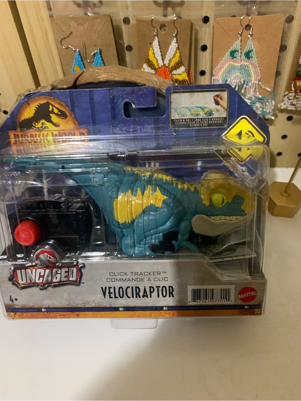 Mattel Jurassic World Velociraptor remote control- Teal and Yellow